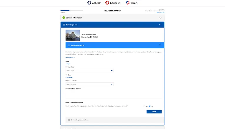 Step 2 in the registering to bid process