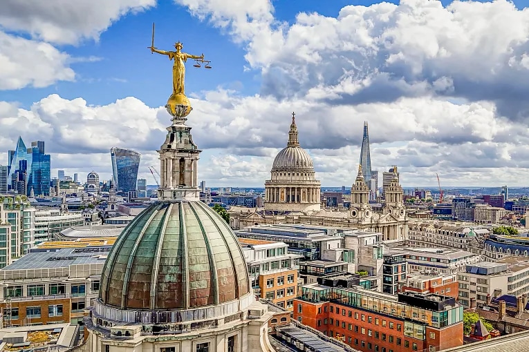 London commercial property skyline with Old Bailey and St Paul's