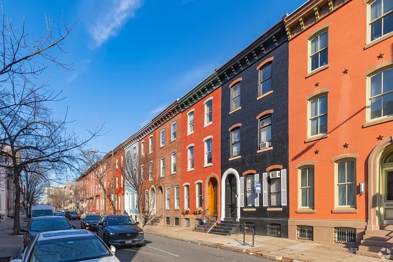 Rowhouses in the Logan Square neighborhood of Philadelphia, PA.