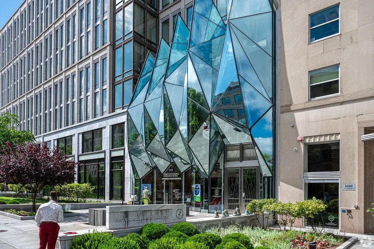 Entrance to an office building in downtown Washington DC.